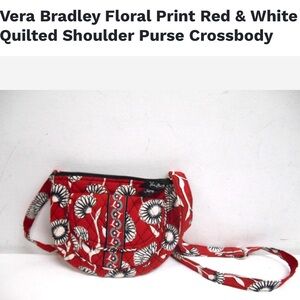 Vera Bradley Red and White Floral Quilted Crossbody Bag